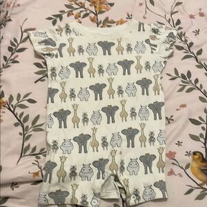 HBCali Kids Bodysuit - White with Gray and Tan Animals